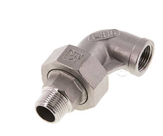 90° L-Koppeling Aansluiting 3/8'' Buitendraad R X Binnendraad Rp RVS Conische Afdichting 16bar