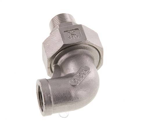 90° L-Koppeling Aansluiting 3/8'' Buitendraad R X Binnendraad Rp RVS Conische Afdichting 16bar