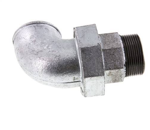 90° L-Koppeling Wartelmoer 1 1/2'' Buitendraad R X Binnendraad Rp Gietijzer Vlakke Afdichting Centellen 25bar