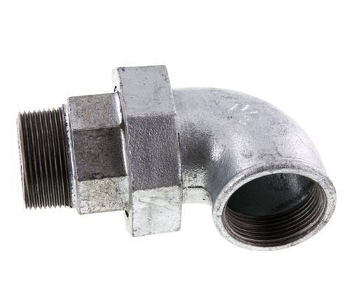90° L-Koppeling Wartelmoer 1 1/2'' Buitendraad R X Binnendraad Rp Gietijzer Vlakke Afdichting Centellen 25bar