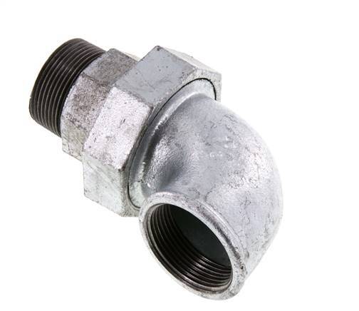 90° L-Koppeling Wartelmoer 1 1/2'' Buitendraad R X Binnendraad Rp Gietijzer Vlakke Afdichting Centellen 25bar