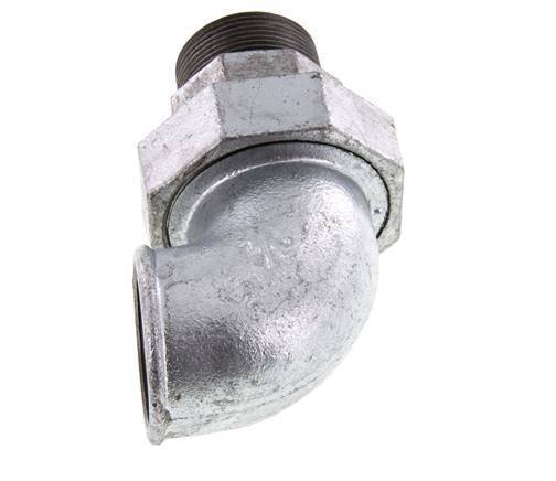 90° L-Koppeling Wartelmoer 1 1/2'' Buitendraad R X Binnendraad Rp Gietijzer Vlakke Afdichting Centellen 25bar
