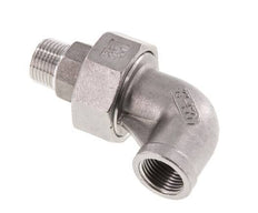 90° L-Koppeling Wartelmoer 3/8'' Buitendraad R X Binnendraad Rp RVS Vlakke Afdichting PTFE 16bar