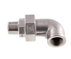 90° L-Koppeling Wartelmoer 1/2'' Buitendraad R X Binnendraad Rp RVS Vlakke Afdichting PTFE 16bar