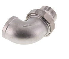 90° L-Koppeling Wartelmoer 2'' Buitendraad R X Binnendraad Rp RVS Vlakke Afdichting PTFE 16bar