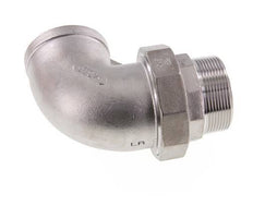 90° L-Koppeling Wartelmoer 2'' Buitendraad R X Binnendraad Rp RVS Vlakke Afdichting PTFE 16bar