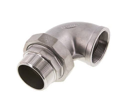 90° L-Koppeling Wartelmoer 2'' Buitendraad R X Binnendraad Rp RVS Vlakke Afdichting PTFE 16bar