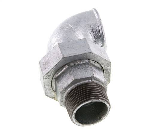 90° L-Koppeling Wartelmoer 1 1/4'' Buitendraad R X Binnendraad Rp Gietijzer Vlakke Afdichting Centellen 25bar