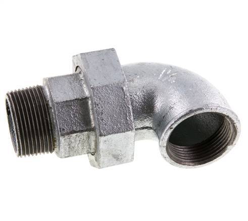 90° L-Koppeling Wartelmoer 1 1/4'' Buitendraad R X Binnendraad Rp Gietijzer Vlakke Afdichting Centellen 25bar