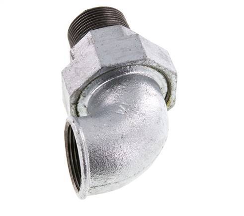 90° L-Koppeling Wartelmoer 1 1/4'' Buitendraad R X Binnendraad Rp Gietijzer Vlakke Afdichting Centellen 25bar