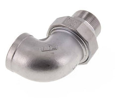 90° L-Koppeling Wartelmoer 1 1/4'' Buitendraad R X Binnendraad Rp RVS Vlakke Afdichting PTFE 16bar