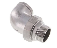 90° L-Koppeling Wartelmoer 1 1/4'' Buitendraad R X Binnendraad Rp RVS Vlakke Afdichting PTFE 16bar
