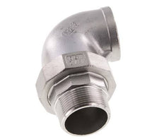 90° L-Koppeling Wartelmoer 1 1/4'' Buitendraad R X Binnendraad Rp RVS Vlakke Afdichting PTFE 16bar