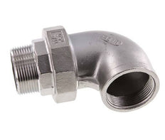90° L-Koppeling Wartelmoer 1 1/4'' Buitendraad R X Binnendraad Rp RVS Vlakke Afdichting PTFE 16bar