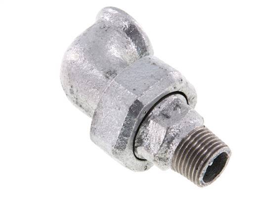 90° L-Koppeling Wartelmoer 1/2'' Buitendraad R X Binnendraad Rp Gietijzer Vlakke Afdichting Centellen 25bar
