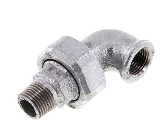 90° L-Koppeling Wartelmoer 1/2'' Buitendraad R X Binnendraad Rp Gietijzer Vlakke Afdichting Centellen 25bar