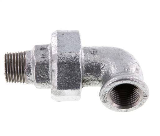 90° L-Koppeling Wartelmoer 1/2'' Buitendraad R X Binnendraad Rp Gietijzer Vlakke Afdichting Centellen 25bar