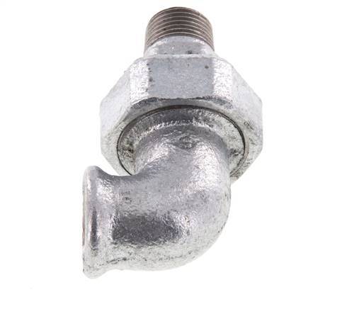 90° L-Koppeling Wartelmoer 1/2'' Buitendraad R X Binnendraad Rp Gietijzer Vlakke Afdichting Centellen 25bar
