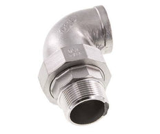 90° L-Koppeling Wartelmoer 1 1/2'' Buitendraad R X Binnendraad Rp RVS Vlakke Afdichting PTFE 16bar