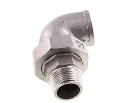 90° L-Koppeling Unieaansluiting 3/4" Buitendraad R X Binnendraad Rp RVS Vlakke Afdichting PTFE 16bar