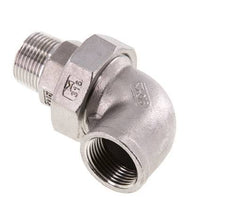 90° L-Koppeling Unieaansluiting 3/4" Buitendraad R X Binnendraad Rp RVS Vlakke Afdichting PTFE 16bar