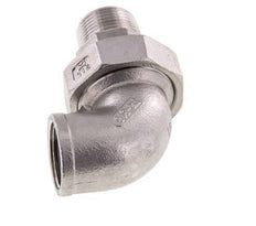 90° L-Koppeling Unieaansluiting 3/4" Buitendraad R X Binnendraad Rp RVS Vlakke Afdichting PTFE 16bar