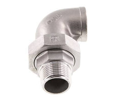 90° L-Koppeling Wartelmoer 1'' Buitendraad R X Binnendraad Rp RVS Vlakke Afdichting PTFE 16bar