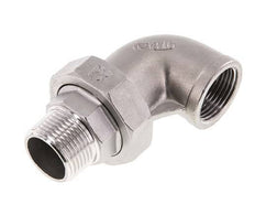 90° L-Koppeling Wartelmoer 1'' Buitendraad R X Binnendraad Rp RVS Vlakke Afdichting PTFE 16bar