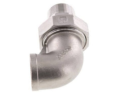 90° L-Koppeling Wartelmoer 1'' Buitendraad R X Binnendraad Rp RVS Vlakke Afdichting PTFE 16bar