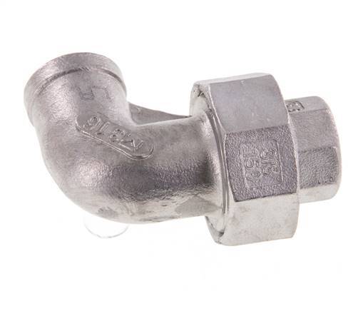 90° Aansluiting Wartelmoer Rp3/8'' Binnendraad RVS Conische Afdichting 16bar