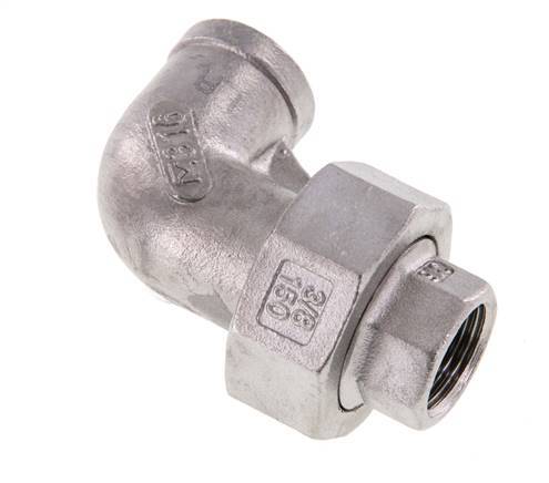 90° Aansluiting Wartelmoer Rp3/8'' Binnendraad RVS Conische Afdichting 16bar