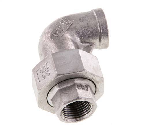 90° Aansluiting Wartelmoer Rp3/8'' Binnendraad RVS Conische Afdichting 16bar