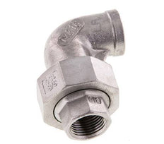 90° Aansluiting Wartelmoer Rp3/8'' Binnendraad RVS Conische Afdichting 16bar