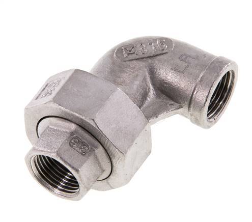 90° Aansluiting Wartelmoer Rp3/8'' Binnendraad RVS Conische Afdichting 16bar