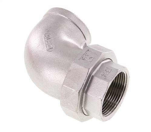 90° Unieaansluiting Rp1 1/2'' Binnendraad RVS Conische Afdichting 16bar