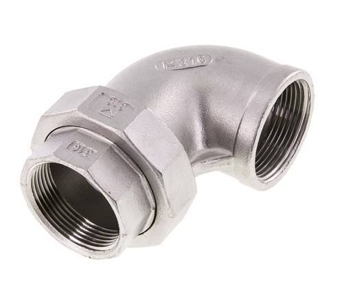 90° Unieaansluiting Rp1 1/2'' Binnendraad RVS Conische Afdichting 16bar