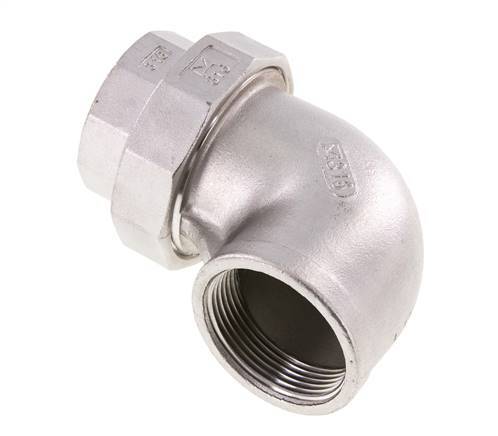 90° Unieaansluiting Rp1 1/2'' Binnendraad RVS Conische Afdichting 16bar