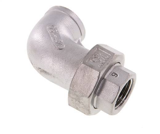 90° Wartelmoer Koppeling Rp1/2'' Binnendraad RVS Conische Afdichting 16bar