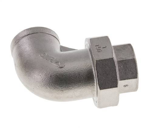 90° L-Koppeling Wartelmoer Rp1'' Binnendraad RVS Vlakke Afdichting PTFE 16bar