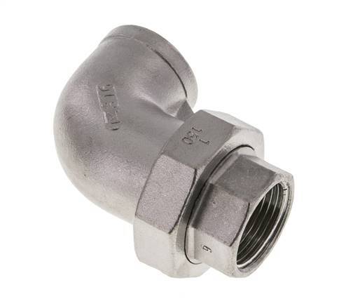 90° L-Koppeling Wartelmoer Rp1'' Binnendraad RVS Vlakke Afdichting PTFE 16bar