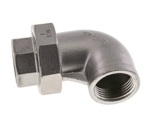 90° L-Koppeling Wartelmoer Rp1'' Binnendraad RVS Vlakke Afdichting PTFE 16bar