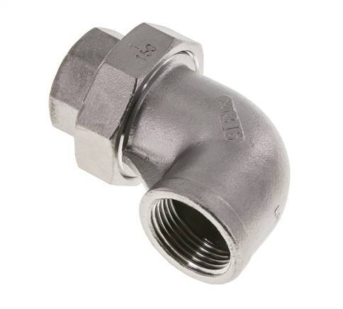 90° L-Koppeling Wartelmoer Rp1'' Binnendraad RVS Vlakke Afdichting PTFE 16bar