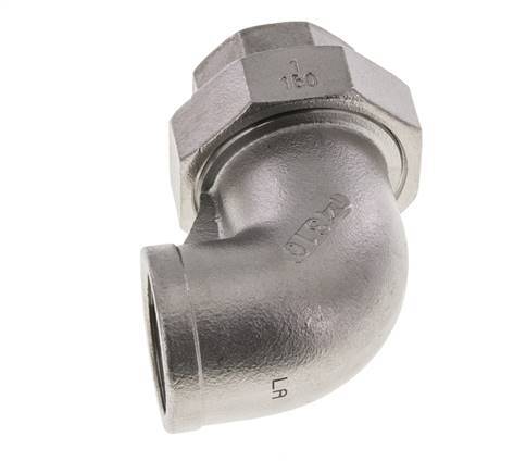 90° L-Koppeling Wartelmoer Rp1'' Binnendraad RVS Vlakke Afdichting PTFE 16bar