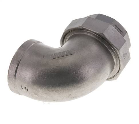 90° L-Koppeling Wartelmoer Rp2'' Binnendraad RVS Vlakke Afdichting PTFE 16bar