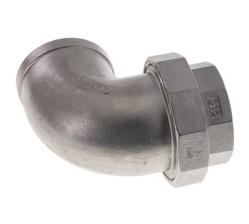 90° L-Koppeling Wartelmoer Rp2'' Binnendraad RVS Vlakke Afdichting PTFE 16bar