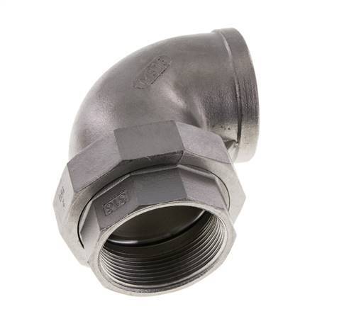 90° L-Koppeling Wartelmoer Rp2'' Binnendraad RVS Vlakke Afdichting PTFE 16bar