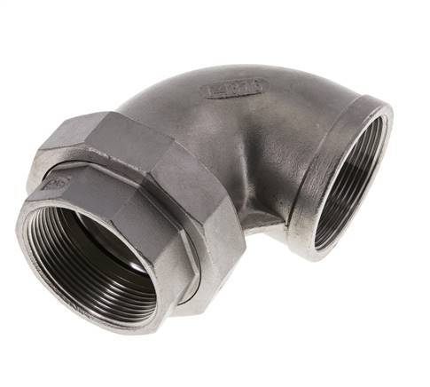 90° L-Koppeling Wartelmoer Rp2'' Binnendraad RVS Vlakke Afdichting PTFE 16bar