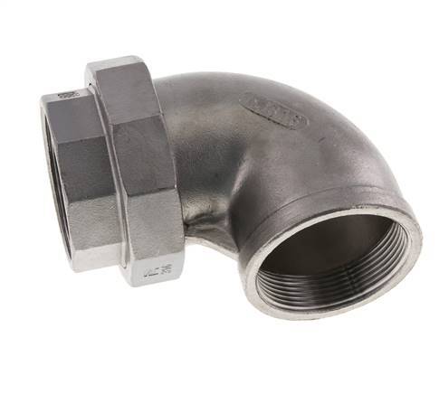 90° L-Koppeling Wartelmoer Rp2'' Binnendraad RVS Vlakke Afdichting PTFE 16bar