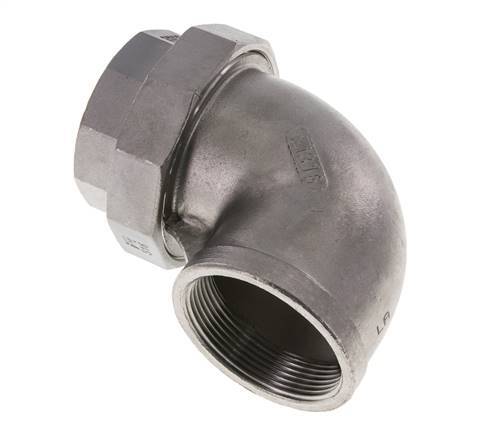 90° L-Koppeling Wartelmoer Rp2'' Binnendraad RVS Vlakke Afdichting PTFE 16bar
