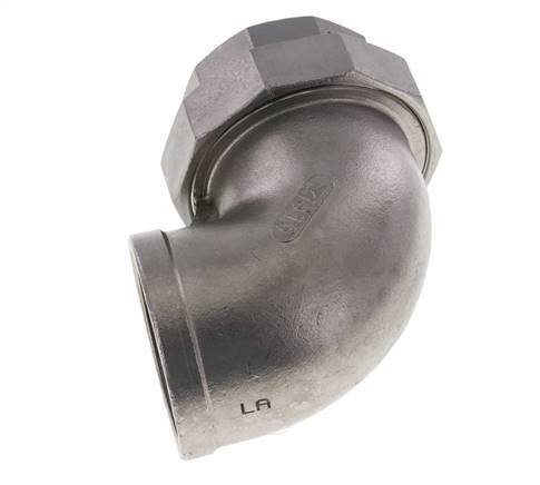 90° L-Koppeling Wartelmoer Rp2'' Binnendraad RVS Vlakke Afdichting PTFE 16bar